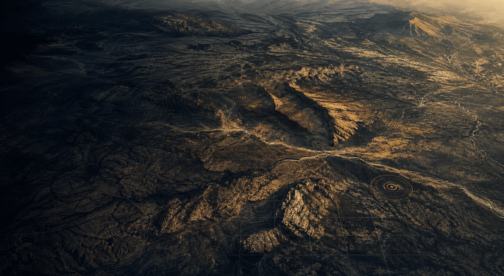 East African mineral terrain interpreted with restrained geospatial overlays